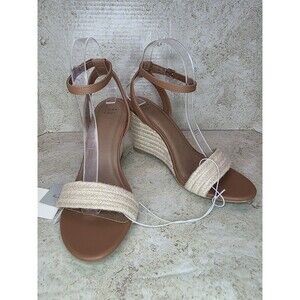 Espradrill Wedges Women Sz 8 Memory Foam Comfort Sandals Ankle Strap Casual Shoe